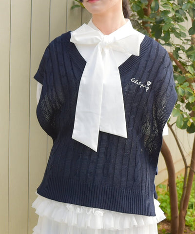 Ribbon Design Knit Vest