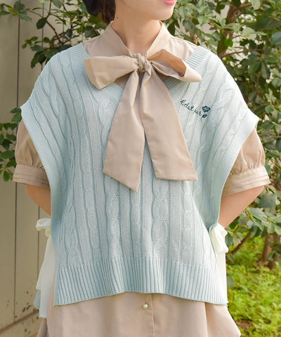 Ribbon Design Knit Vest