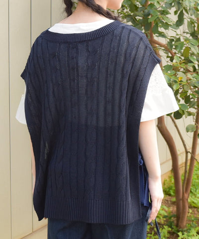 Ribbon Design Knit Vest