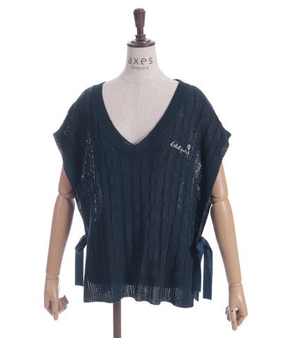 Ribbon Design Knit Vest