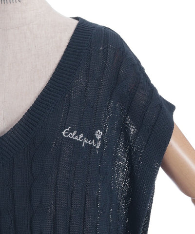Ribbon Design Knit Vest