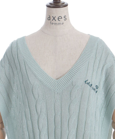 Ribbon Design Knit Vest