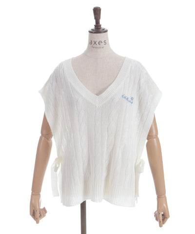 Ribbon Design Knit Vest