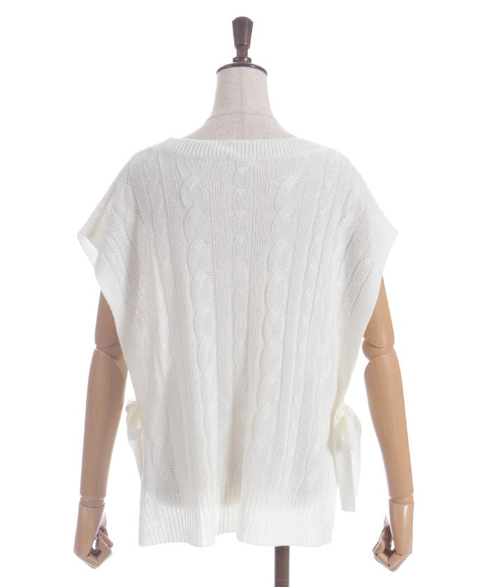 Ribbon Design Knit Vest