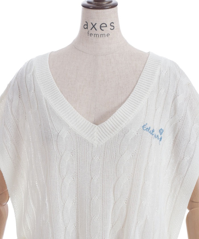 Ribbon Design Knit Vest