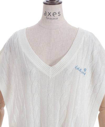 Ribbon Design Knit Vest