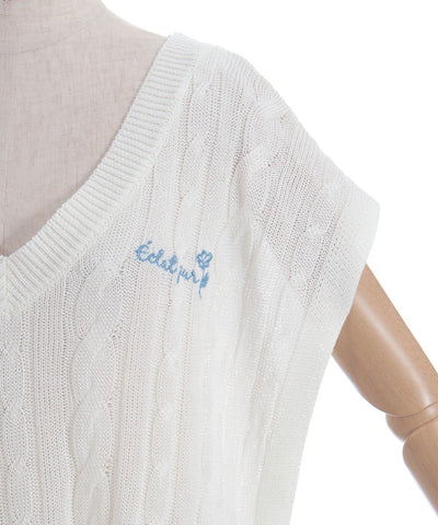 Ribbon Design Knit Vest