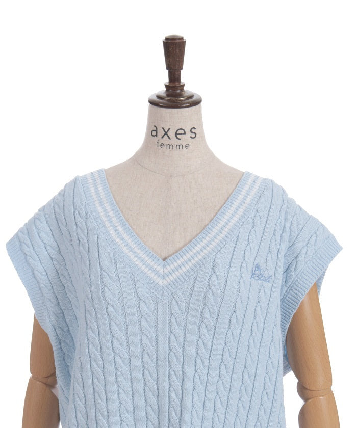 Embroidery Tilden Knit Vest – axes femme from JAPAN