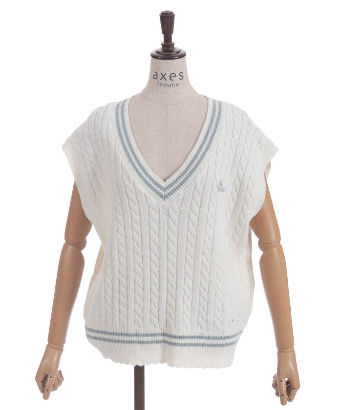 Embroidery Tilden Knit Vest – axes femme from JAPAN