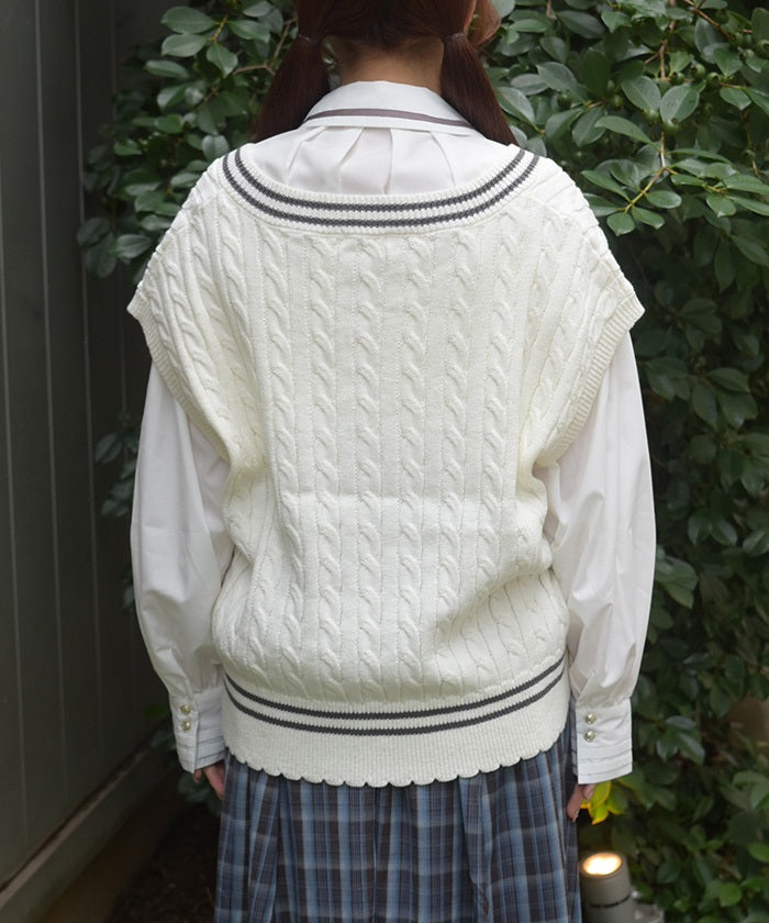 Embroidery Tilden Knit Vest – axes femme from JAPAN