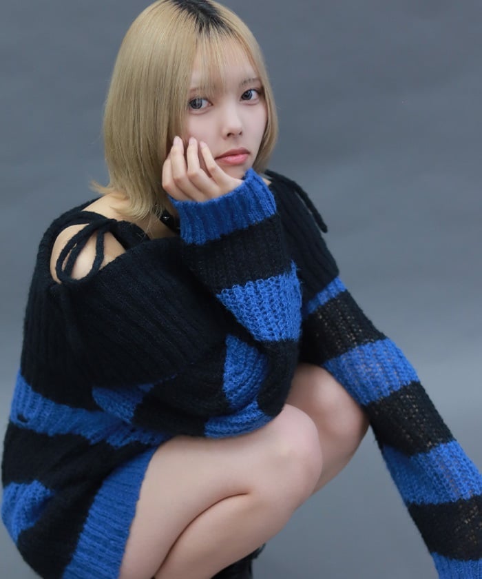 Striped Off-Shoulder Knit Pullover