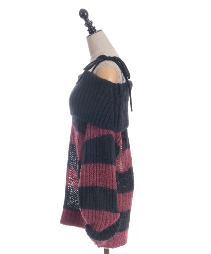 Striped Off-Shoulder Knit Pullover