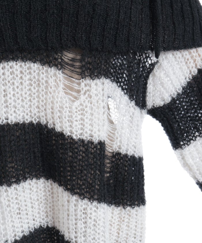 Striped Off-Shoulder Knit Pullover