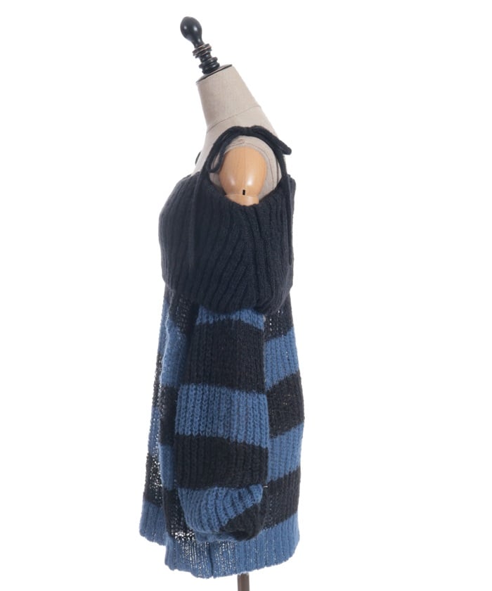 Striped Off-Shoulder Knit Pullover