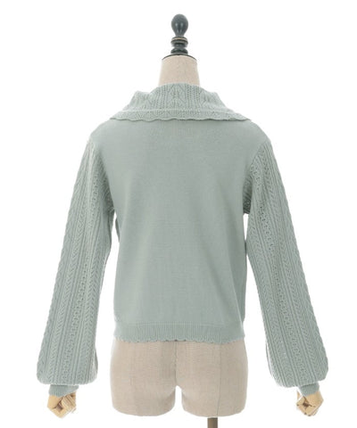 Bouquet Embroidery Big Collar Knit Pullover