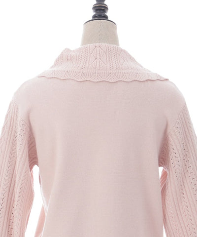 Bouquet Embroidery Big Collar Knit Pullover