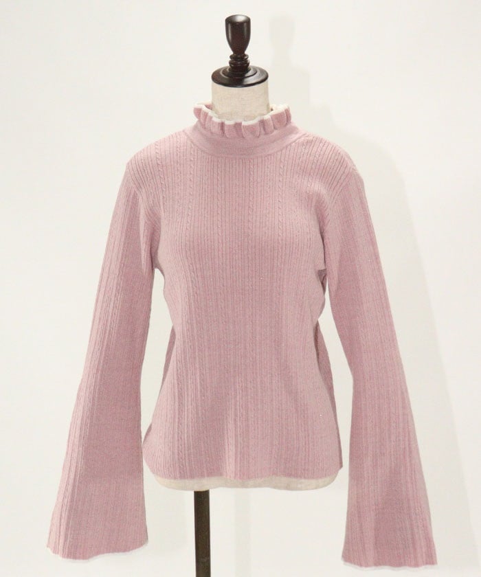 mmeeme エムミーエメ Back ribbon rib knit tops Front & Back 2-Way Knit Top with Ribbon – axes femme from JAPAN