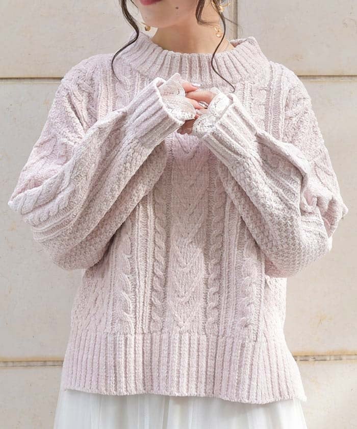 Velour Chenille Knit Pullover