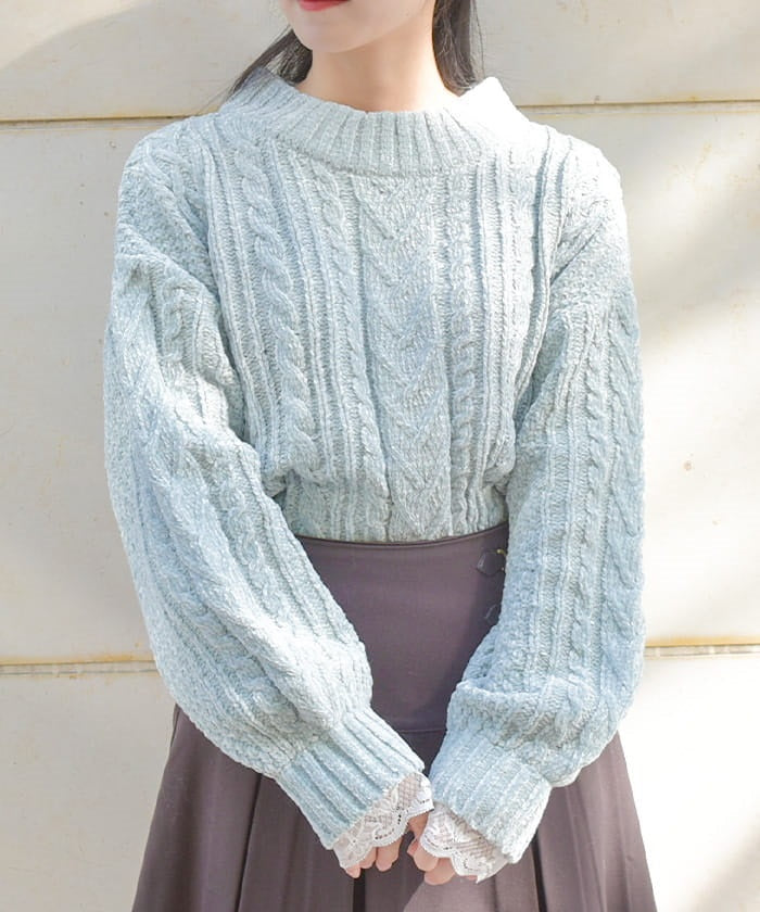 Velour Chenille Knit Pullover