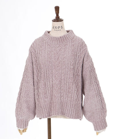 Velour Chenille Knit Pullover