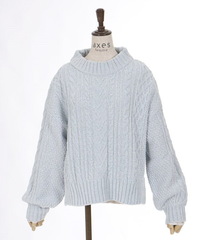 Velour Chenille Knit Pullover