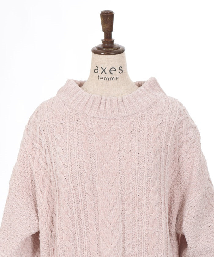 Velour Chenille Knit Pullover