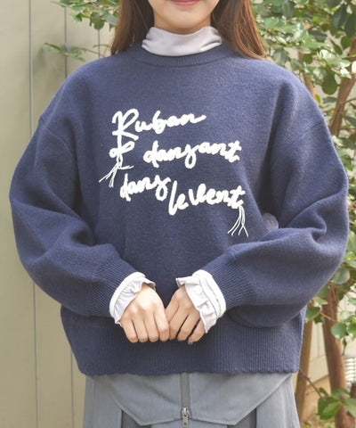 Cord Embroidery Style Logo Knit Pullover