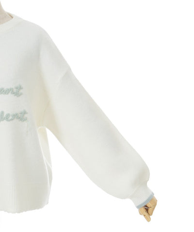 Cord Embroidery Style Logo Knit Pullover