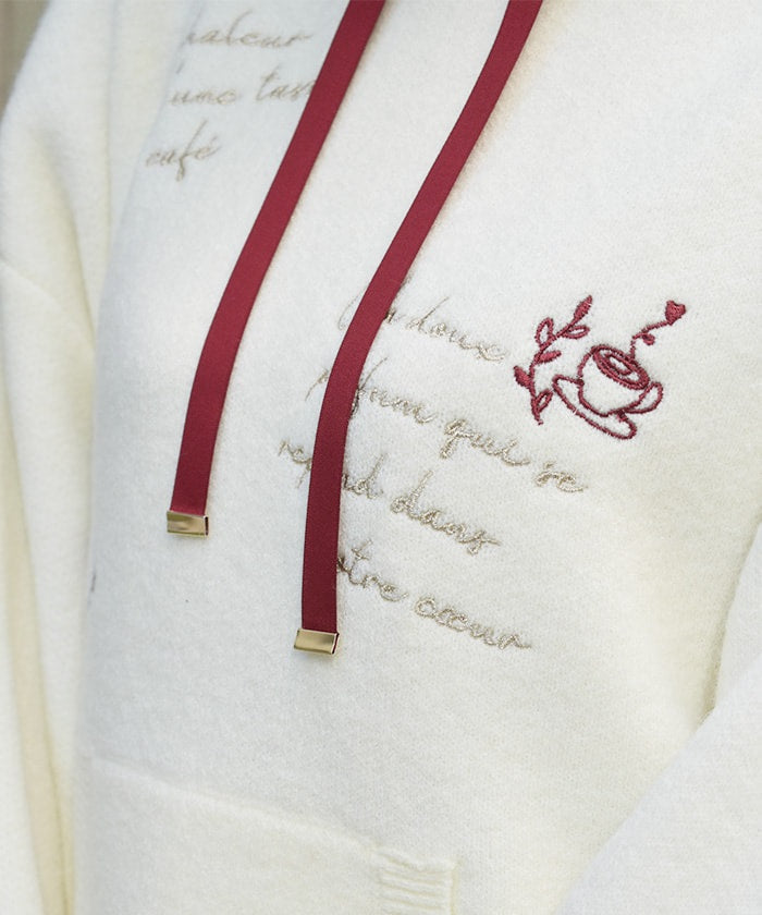 Random Embroidery Knit Hoodie