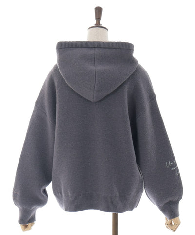 Random Embroidery Knit Hoodie