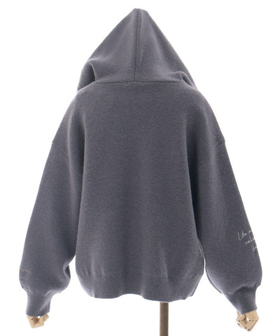 Random Embroidery Knit Hoodie