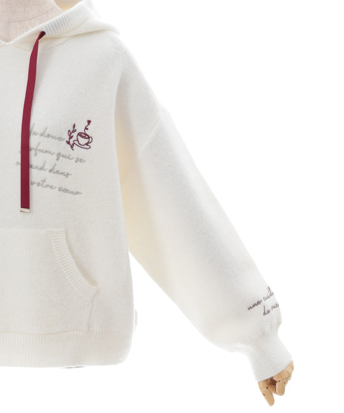 Random Embroidery Knit Hoodie