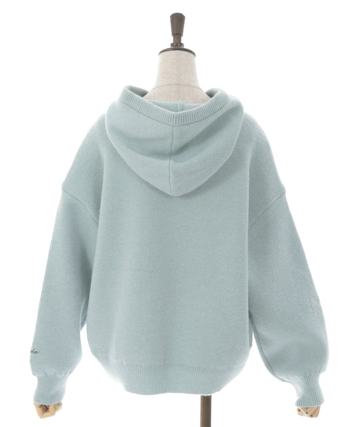 Random Embroidery Knit Hoodie