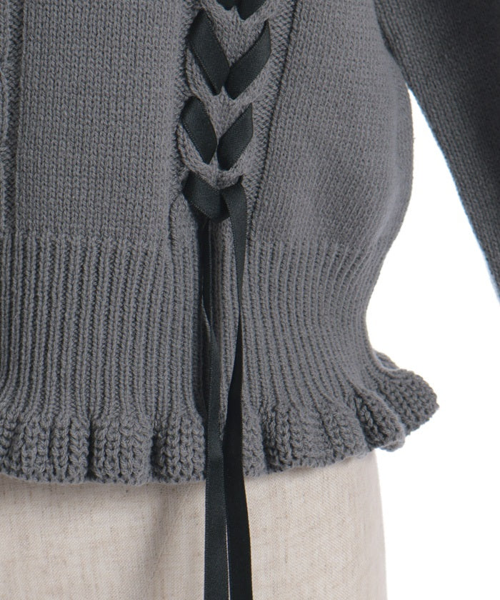 Lace-Up Knit Pullover