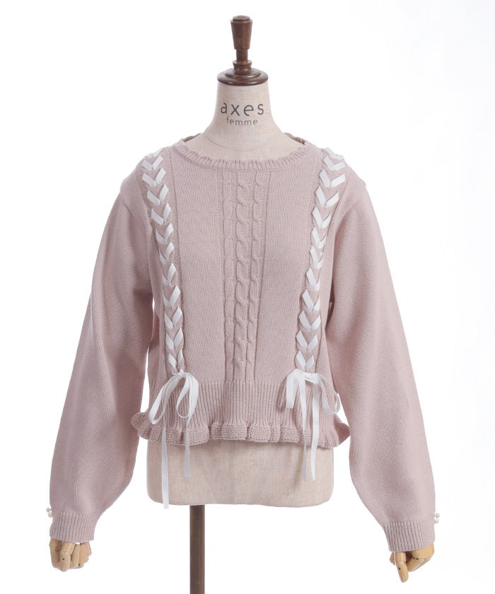 Lace-Up Knit Pullover