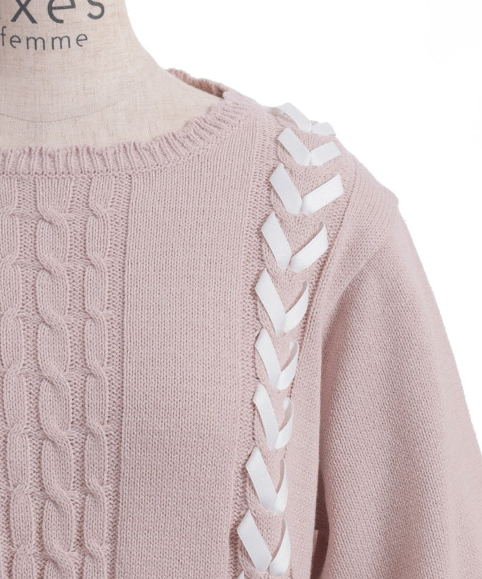 Lace-Up Knit Pullover