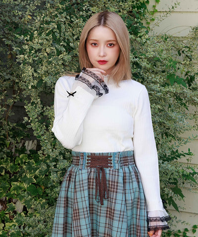 Ribbon & Tulle Lace Knit Top