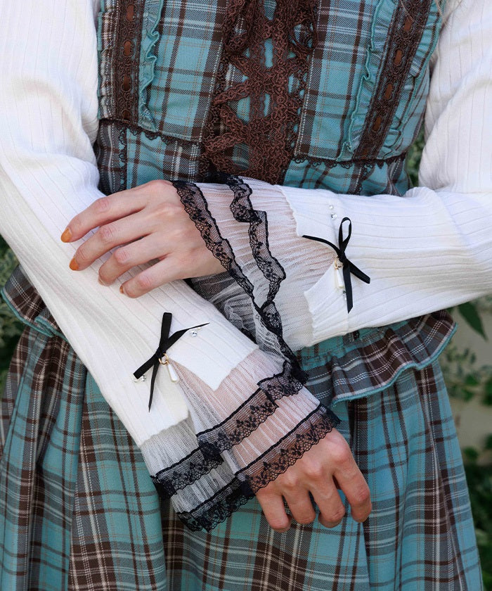 Ribbon & Tulle Lace Knit Top