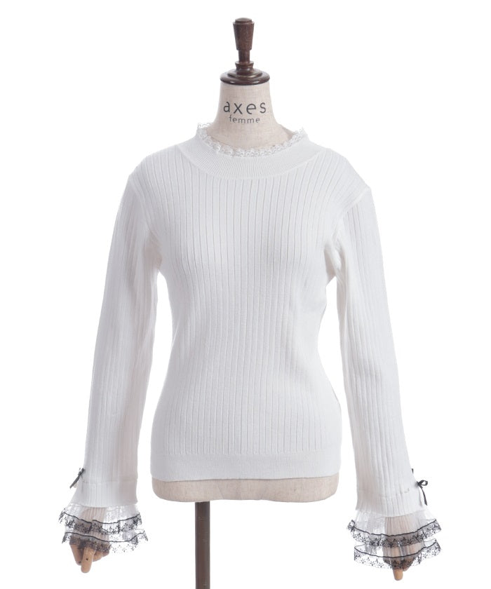 Ribbon & Tulle Lace Knit Top