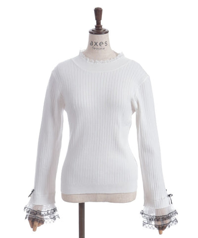 Ribbon & Tulle Lace Knit Top