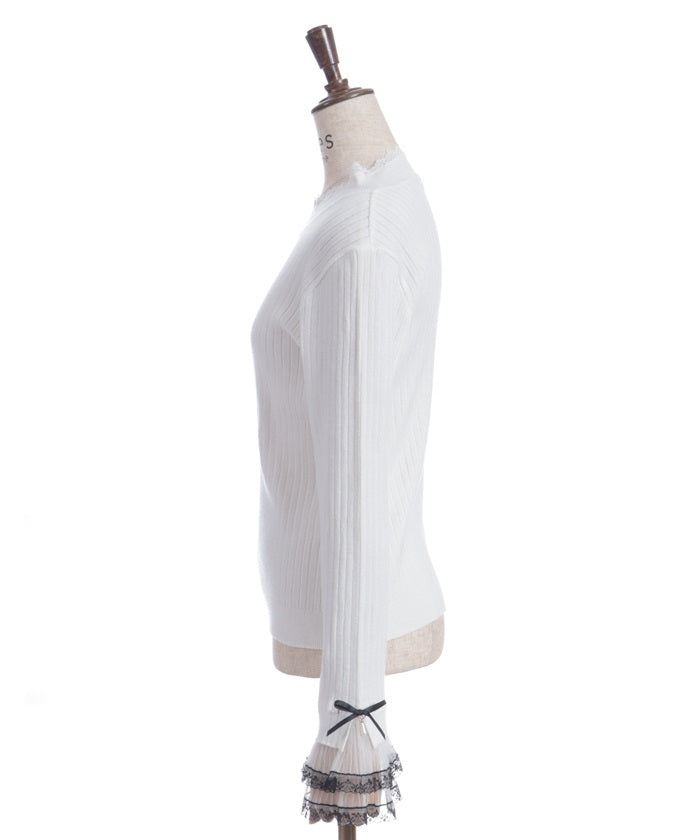 Ribbon & Tulle Lace Knit Top