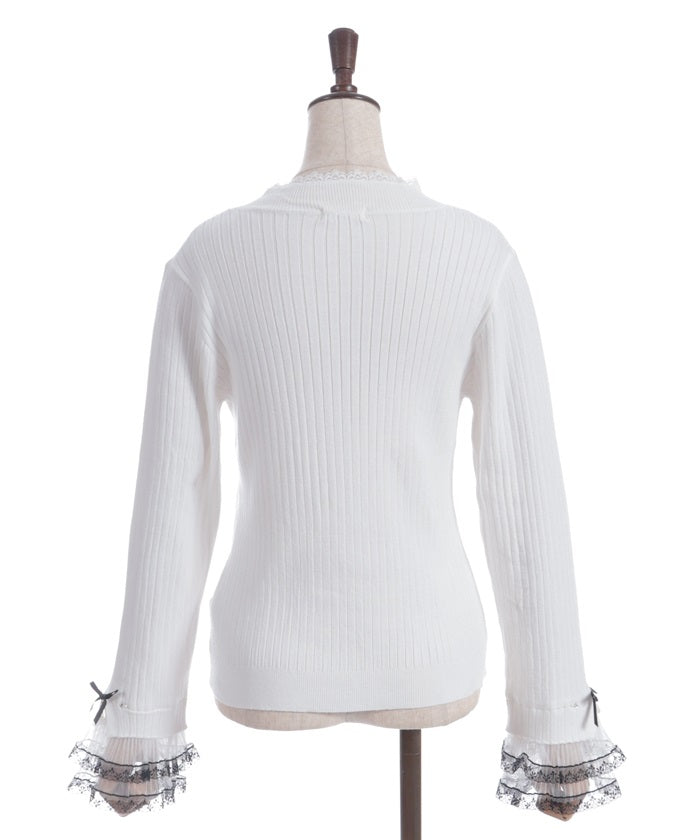 Ribbon & Tulle Lace Knit Top