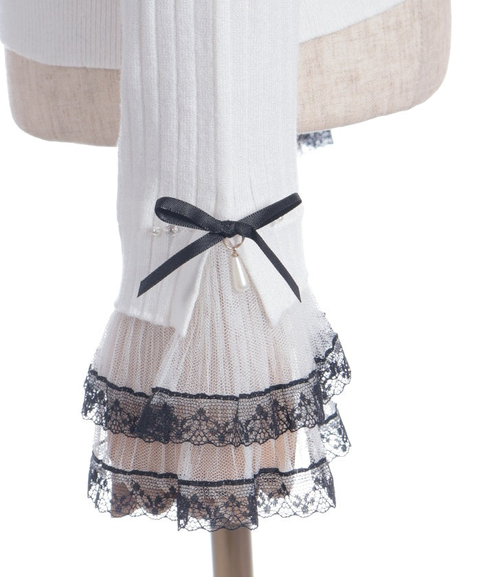 Ribbon & Tulle Lace Knit Top