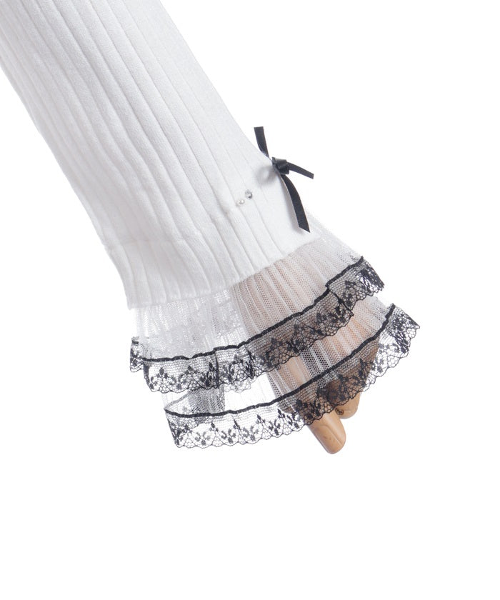 Ribbon & Tulle Lace Knit Top