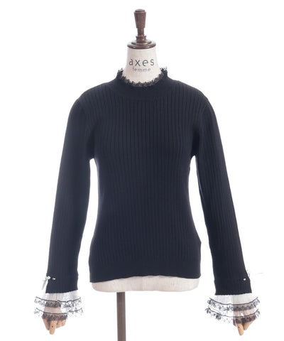 Ribbon & Tulle Lace Knit Top