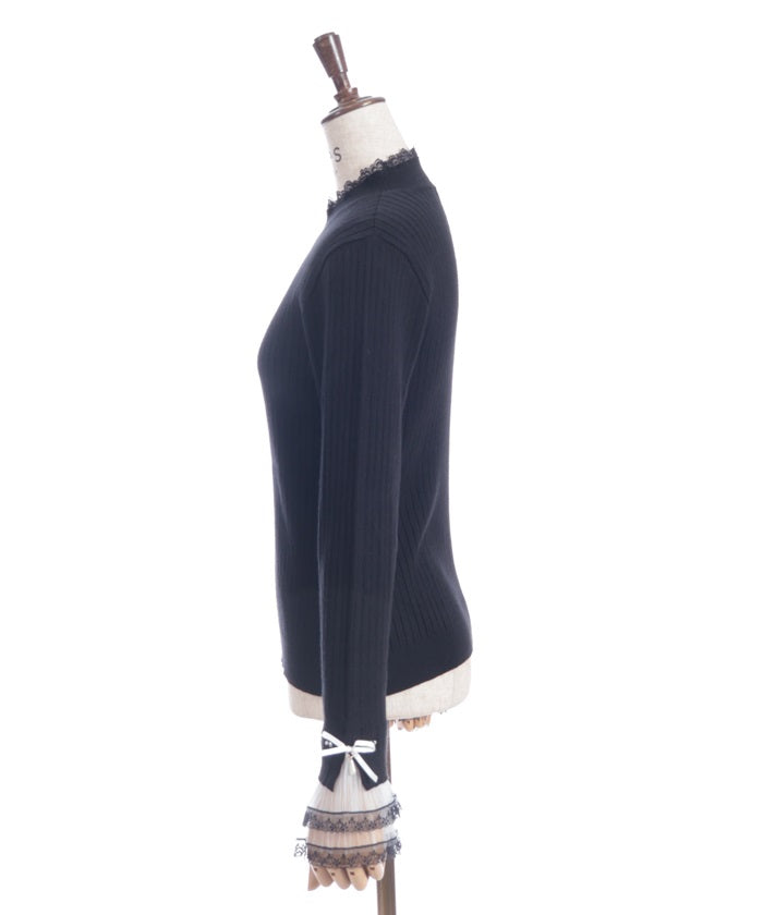 Ribbon & Tulle Lace Knit Top