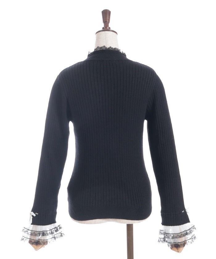 Ribbon & Tulle Lace Knit Top