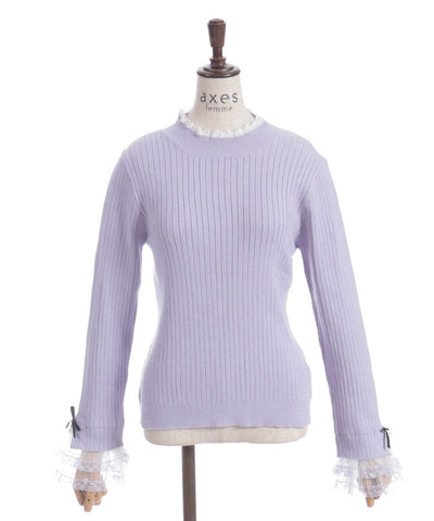 Ribbon & Tulle Lace Knit Top