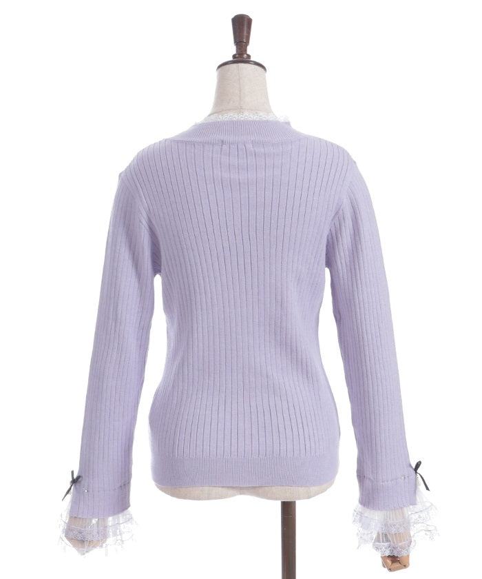 Ribbon & Tulle Lace Knit Top