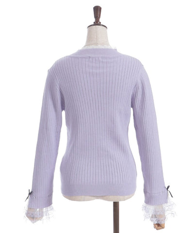 Ribbon & Tulle Lace Knit Top